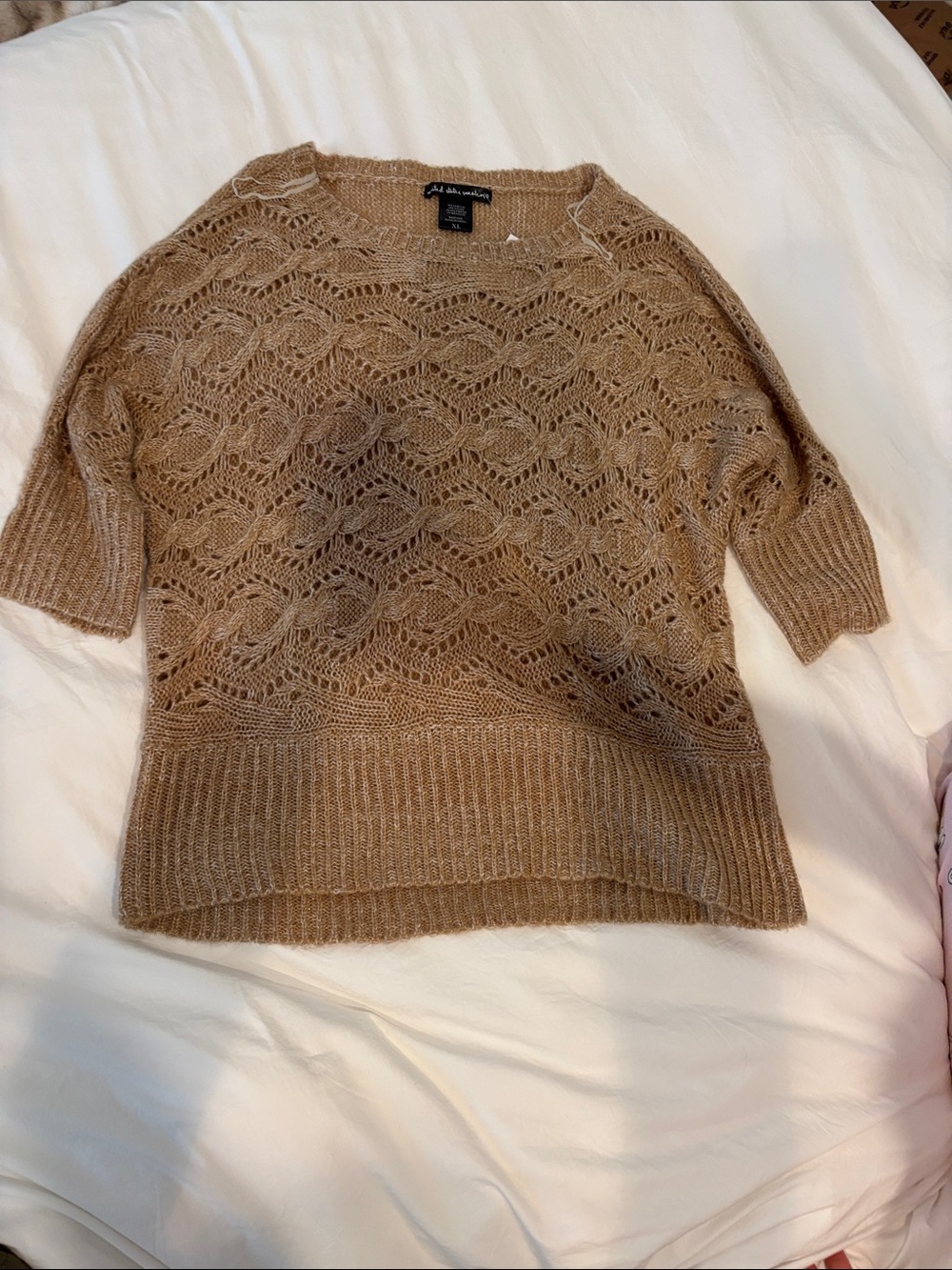 united states sweaters Open-Knit Scoop Neck Sweater in Camel